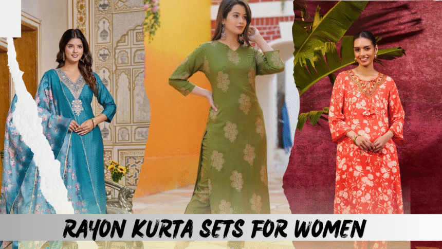 rayon kurta sets for women