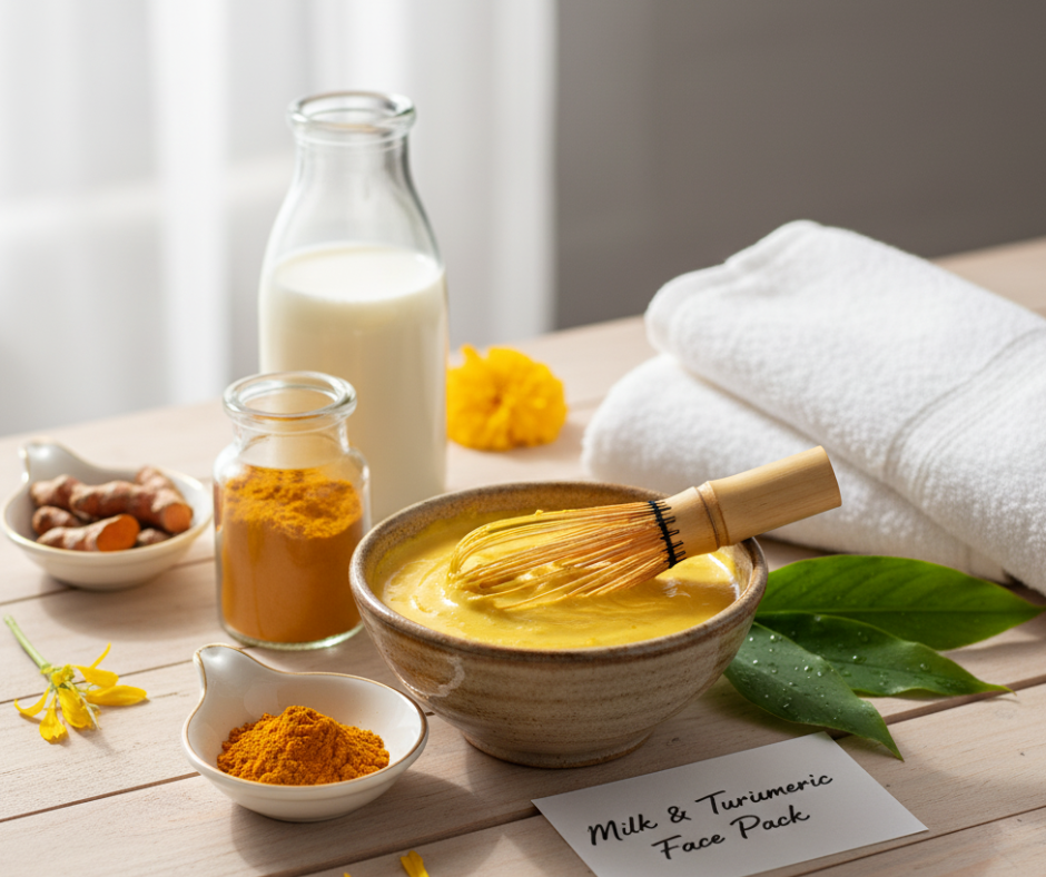 Milk and Turmeric Face Pack for Bright Skin